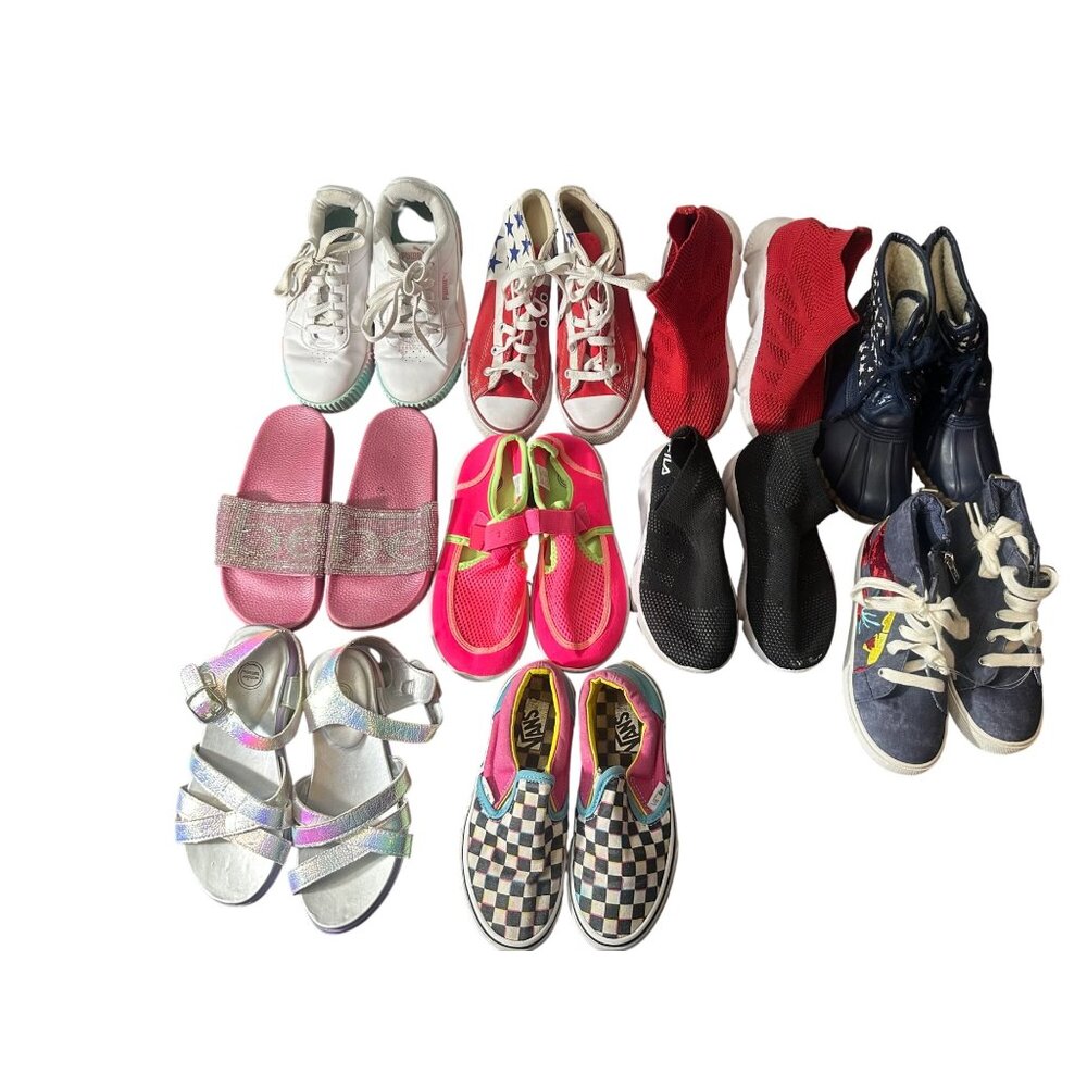 Lot Of 10 Pairs Of Girls Shoes Size 13-, Bedroom Sneakers, Sandals